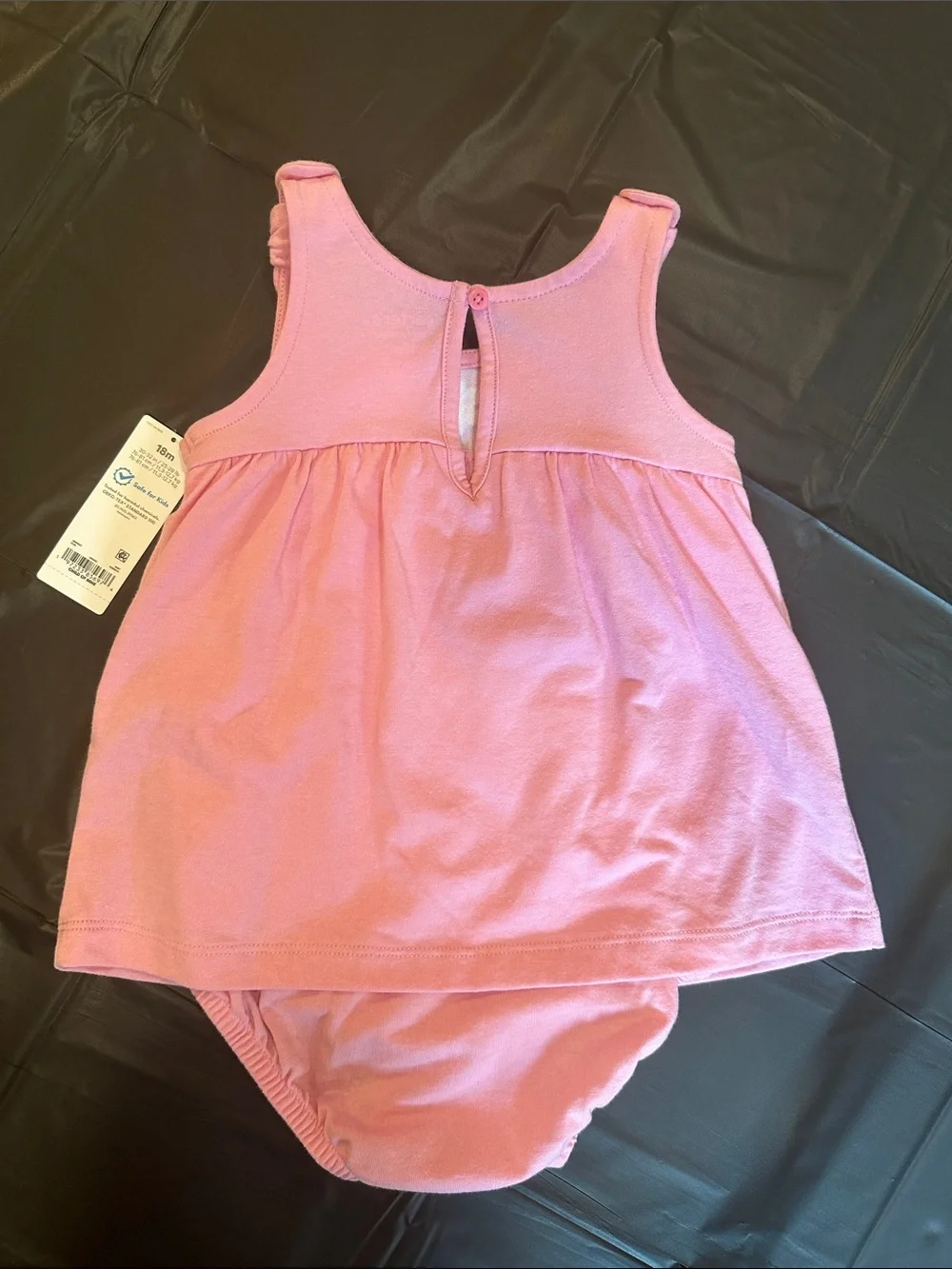 NWT Carter's Light Pink Floral Knot-Shoulder Dress Onesie